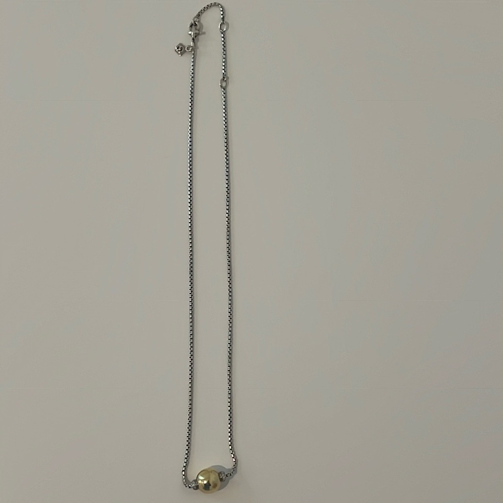 David Yurman Solari 18K Bonded Gold & SS Dome & Round Diamond Necklace 6.8G